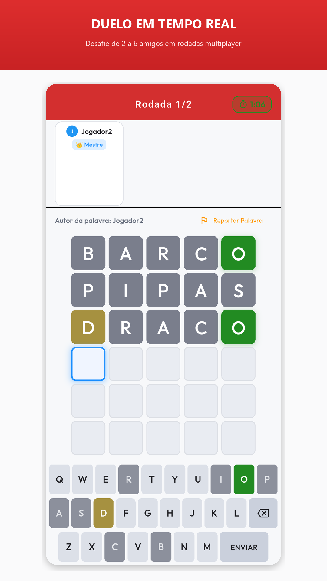Adivinhe a Palavra - Modo Duelo Multiplayer em Tempo Real