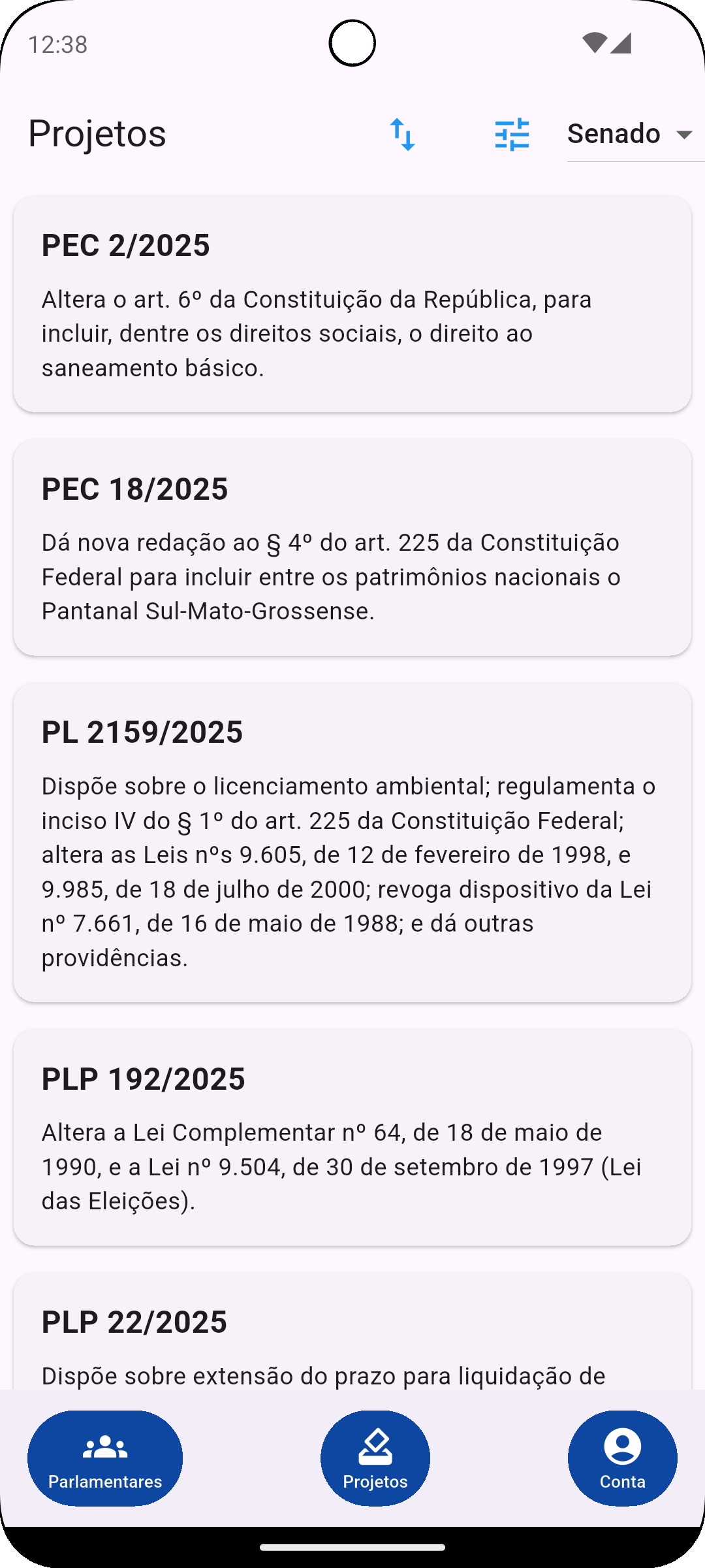Bússola Legislativa - Detalhes das Matérias