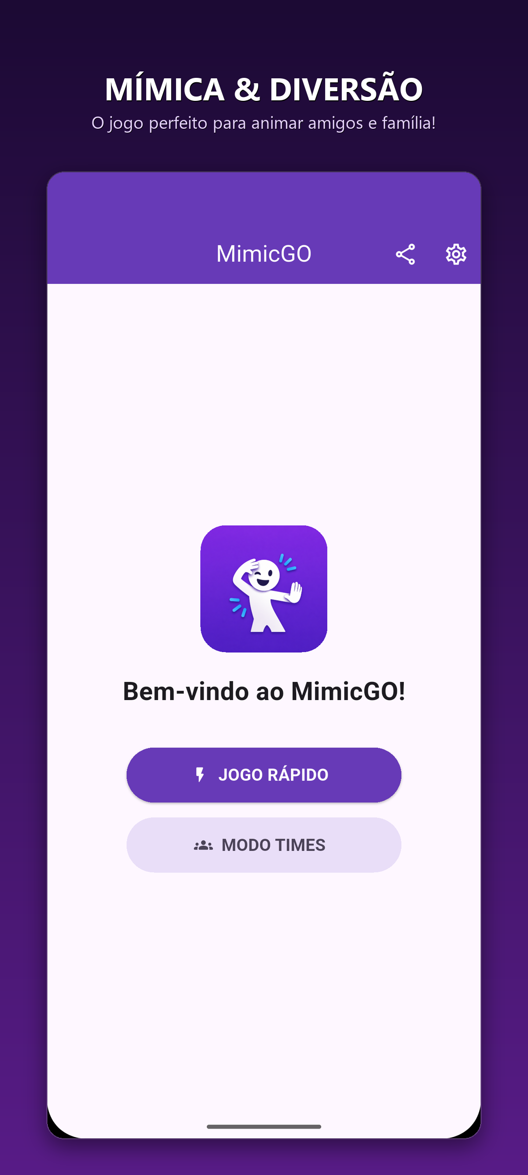 MimicGO - Tela Inicial e Início Rápido