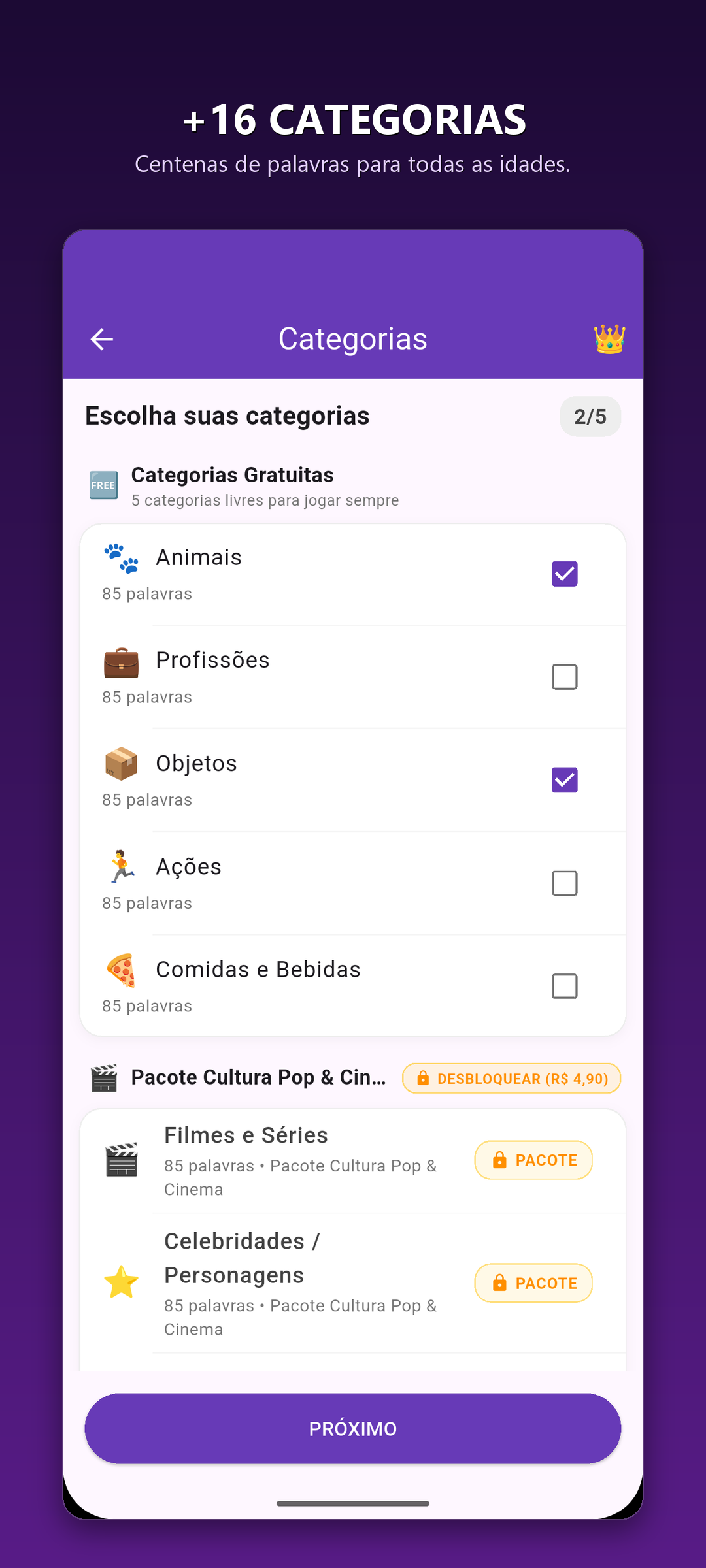MimicGO - Seleção de Categorias Gratuitas e Premium